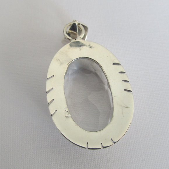 Large Clear Quartz Pendant 925 Sterling Silver - Picture 4 of 5